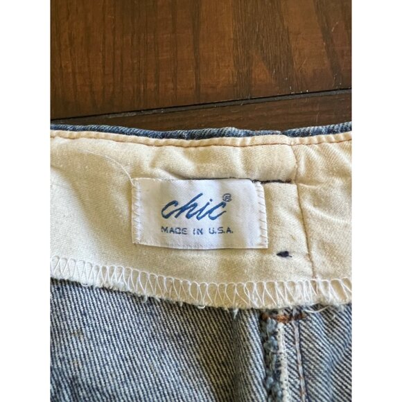 Vintage Chic Medium Wash High Waist Mom Jeans Made in USA Distressed Paint 22 - Picture 6 of 13